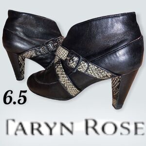 TARYN ROSE BOOT, NAPA LEATHER & FAUX REPTILE  SZ 6.5